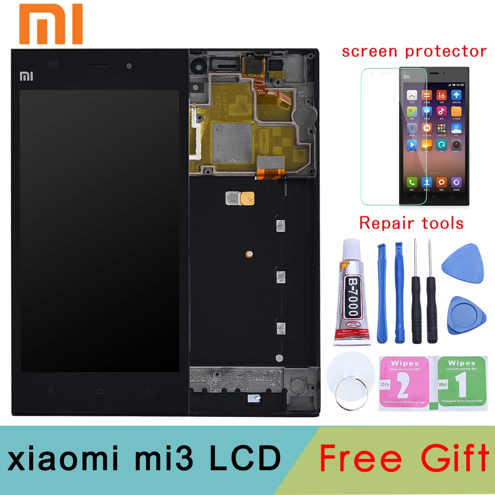 Экран для xiaomi mi3 ЖК дисплей + сенсорный экран с рамкой цифровая панель стекло