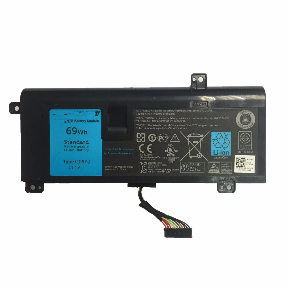 Новый оригинальный аккумулятор G05YJ для ноутбука Dell Alienware 14 A14 M14X R3 R4 серии 14D 1528 0G05YJ