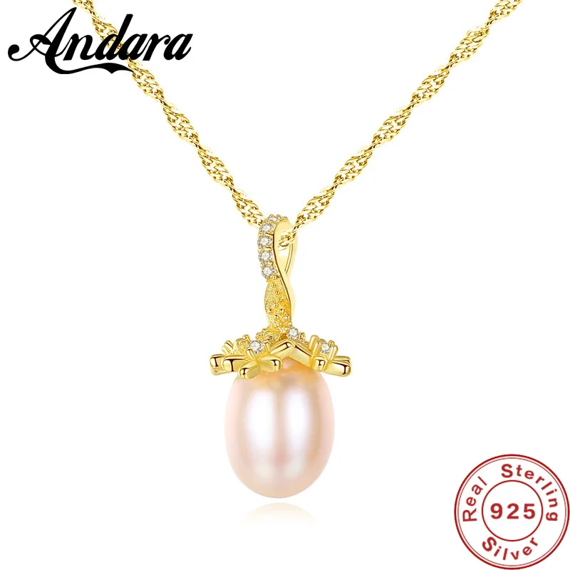 

Luxury Jewelry Pearl Necklace 925 Sterling Silver Natural Pearl Pendant For Women Party Gift