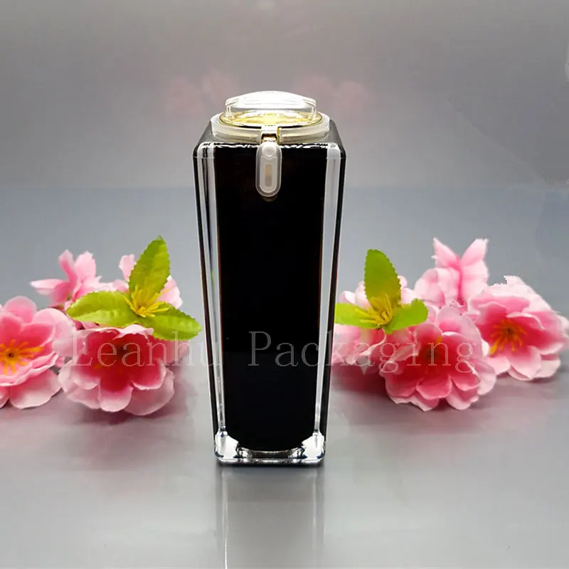 Квадратные черные акриловые косметические Бутылочки для лосьона и крема