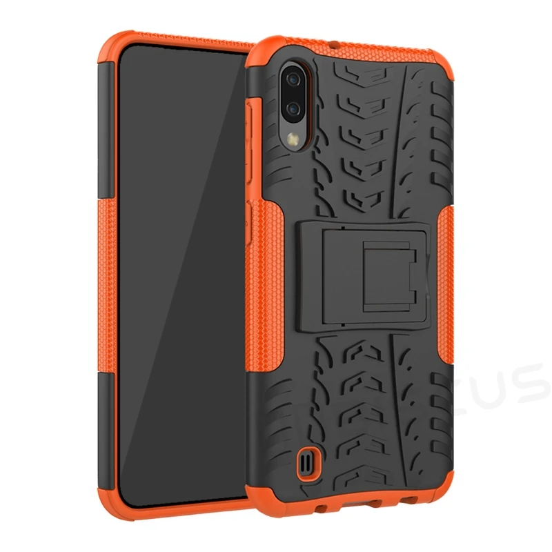 Orange Чехол для samsung Galaxy A10, жесткий пластиковый мягкий силиконовый гибридный Чехол-Броня с подставкой из поликарбоната+ ТПУ для samsung A10 A 10 SM-A105F/DS Capa - Цвет: Orange