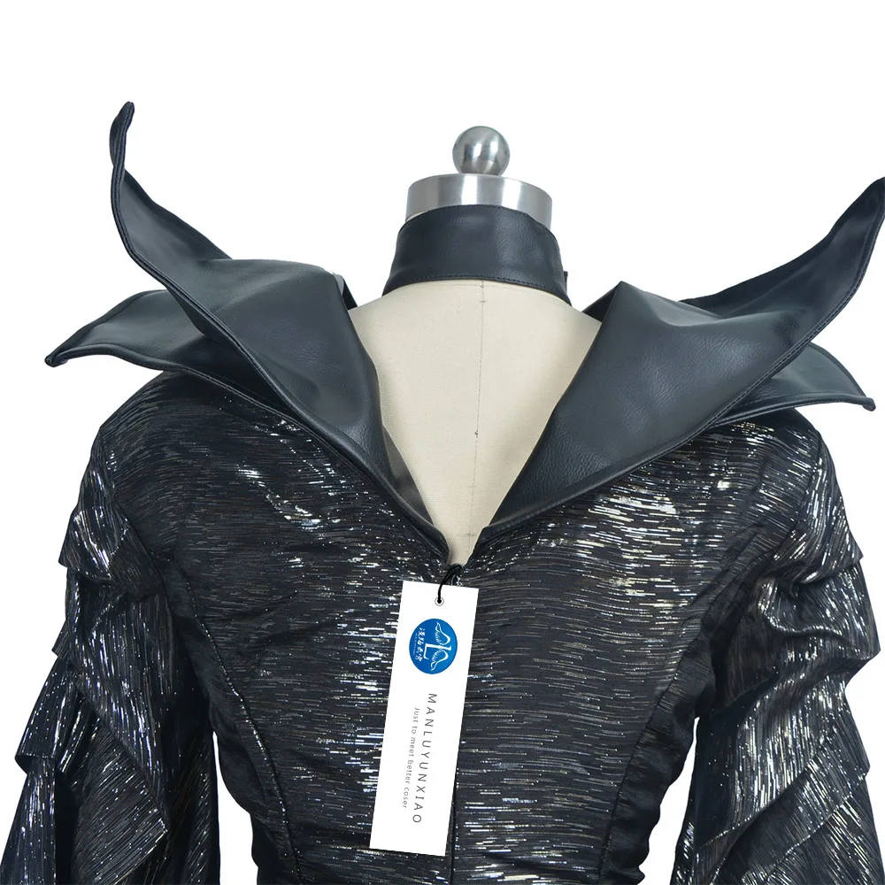 

Manluyunxiao Maleficent Cosplay Halloween Costumes for Girls Adult Women Masquerade Outfit With Headwear Black Dress Custom Made