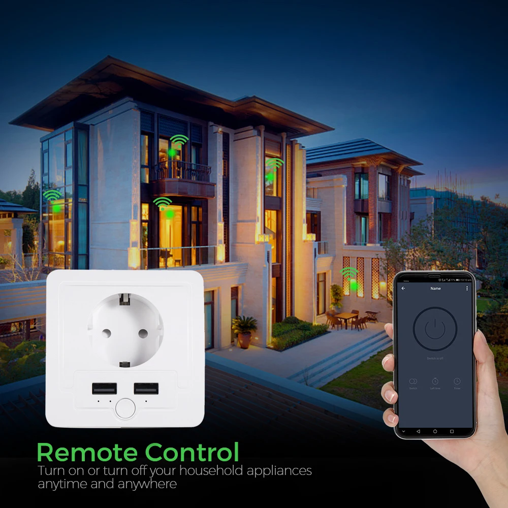 Умная розетка Wi-Fi пульт дистанционного управления Управление Smart ЕС 15A настенных