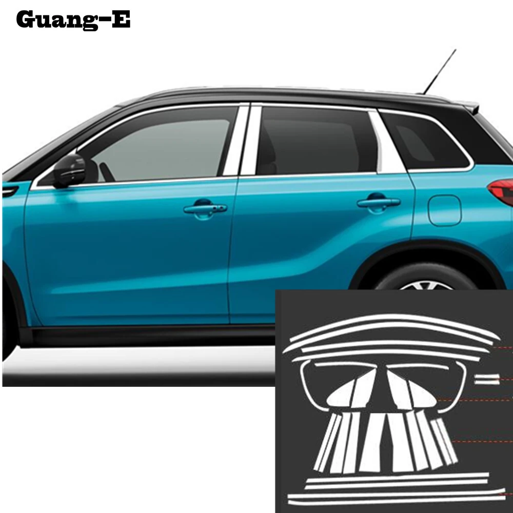 

For Suzuki Vitara 2016 2017 2018 2019 Stick Stainless Steel Glass Window Garnish Pillar Middle Strip Trim Frame Lamp Hood Parts