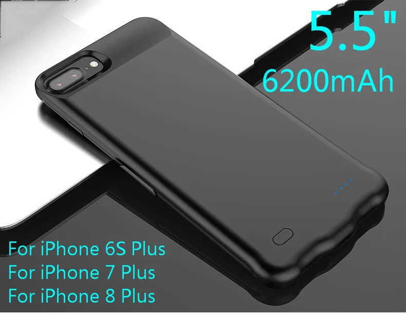 6200 мАч тонкий ультра тонкий чехол для зарядного устройства для iPhone 8, 7, 6, 6s Plus, Дополнительный внешний аккумулятор, чехол для зарядки iPhone 6, 6s, 7, 8, 5200 мАч - Цвет: i7P Matte Black