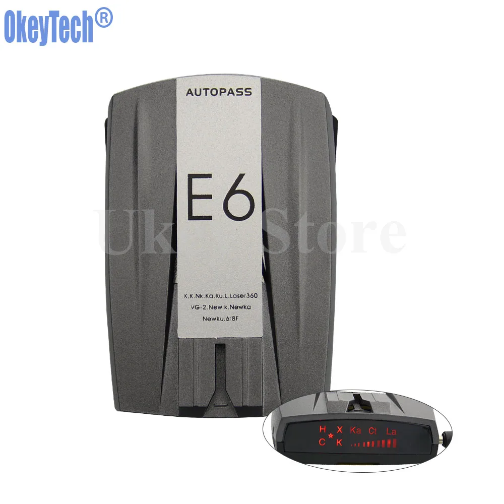 

OkeyTech E6 Car Radar Detector Warning Electronic Dog 360 Degree Speed Control Road Safety Warner Alarm Russian/English Version