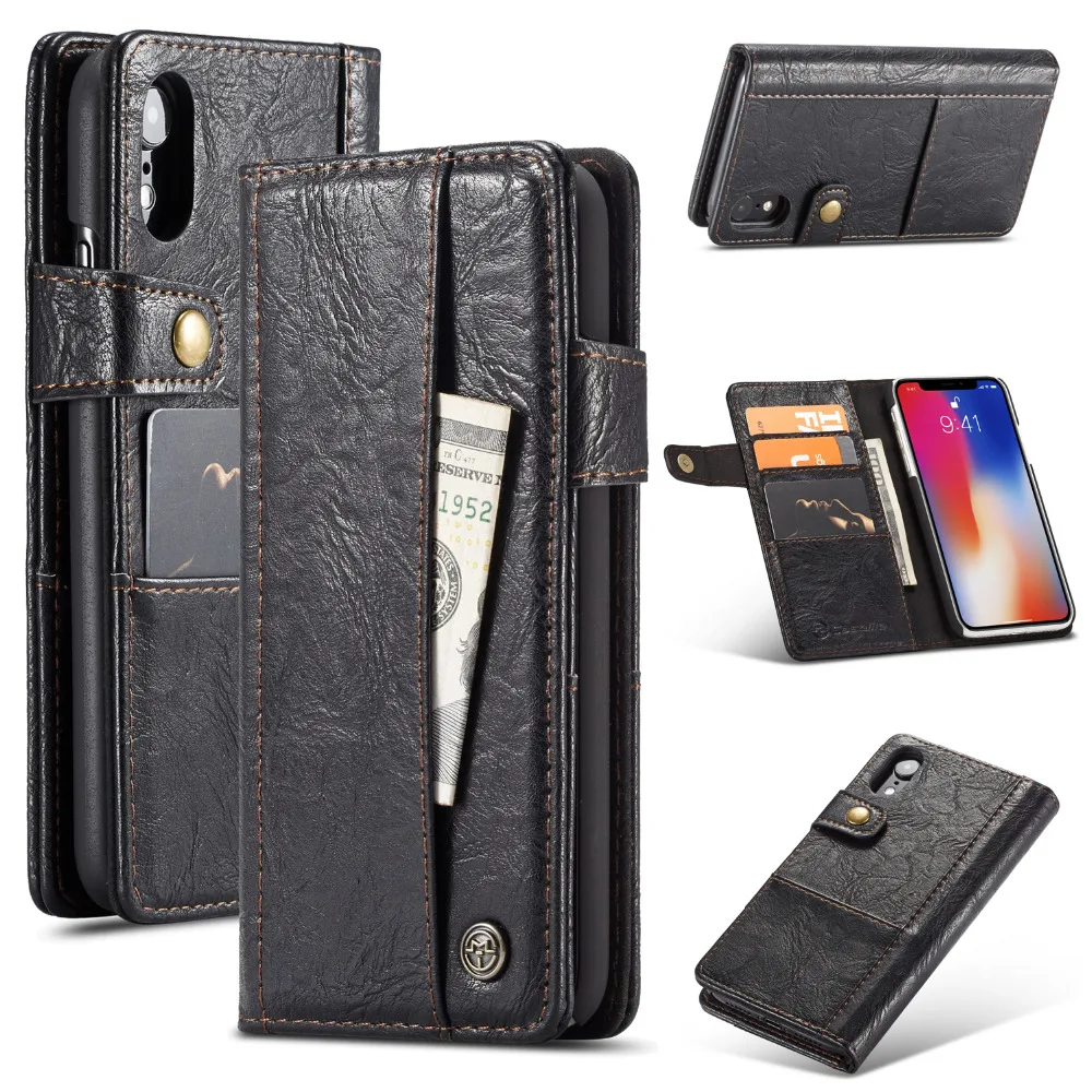 CASEME Роскошные флип-чехол для iPhone Xs XR XS Max 8 7 6 5 SE Стенд Бумажник кожаный чехол