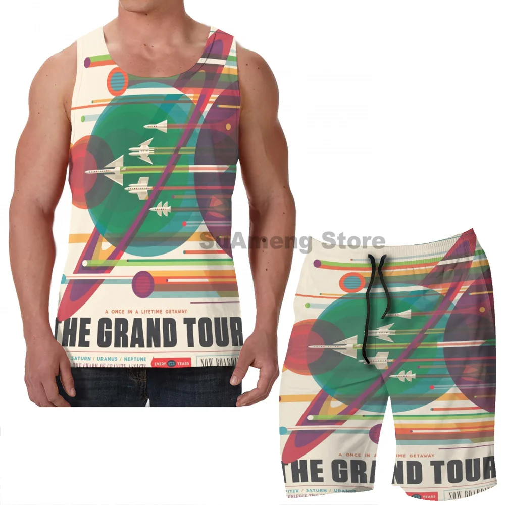 Майка с забавным принтом для мужчин и женщин повседневный ретро постер космоса