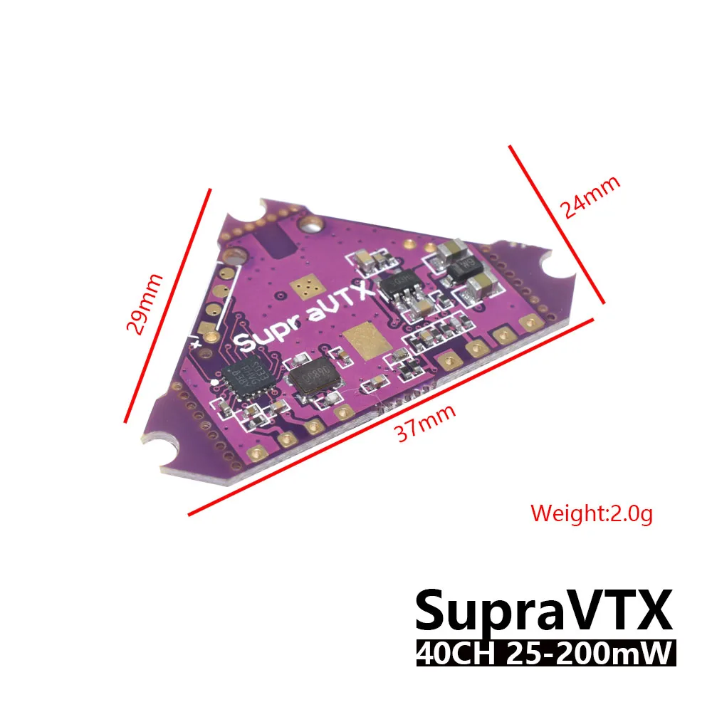 Передатчик Supra-VTX 5 8G 40CH 25 мВт 100 200 OSD Регулируемый для матового гоночного