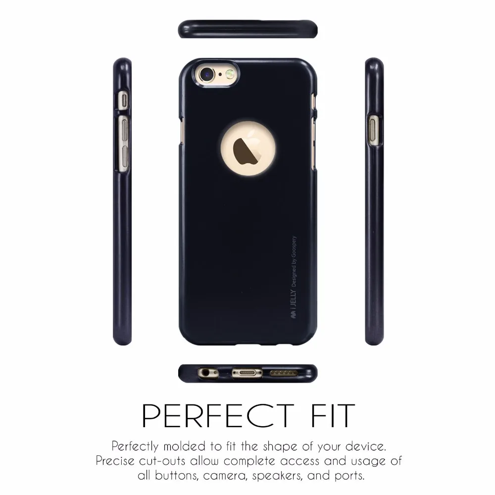 MERCURY Goospery i Jelly ТПУ чехол Бампер Тонкий металлический логотип отверстие для iPhone 6 7