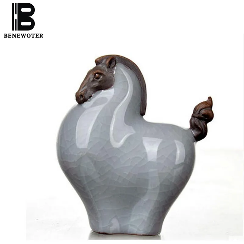 Благородный керамический фарфоровый ледяной печи пони лошадь чай статуэтки | Дом