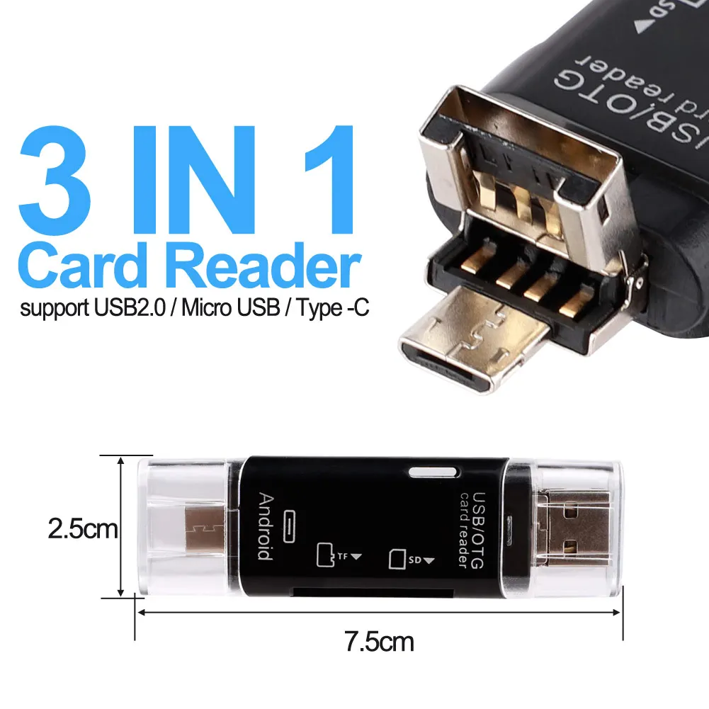 3 в 1 адаптер для карт Type C и Micro USB|Картридеры| |