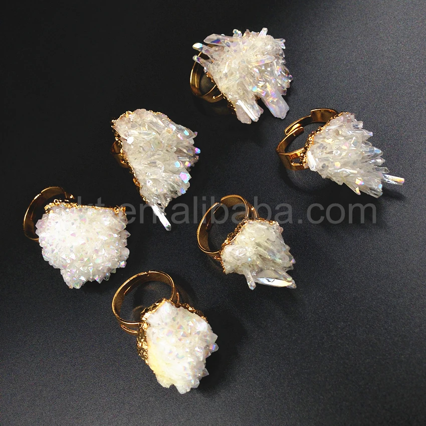 Женское кольцо в форме ангела 10 шт. золотистого цвета с кристаллами кварцевое