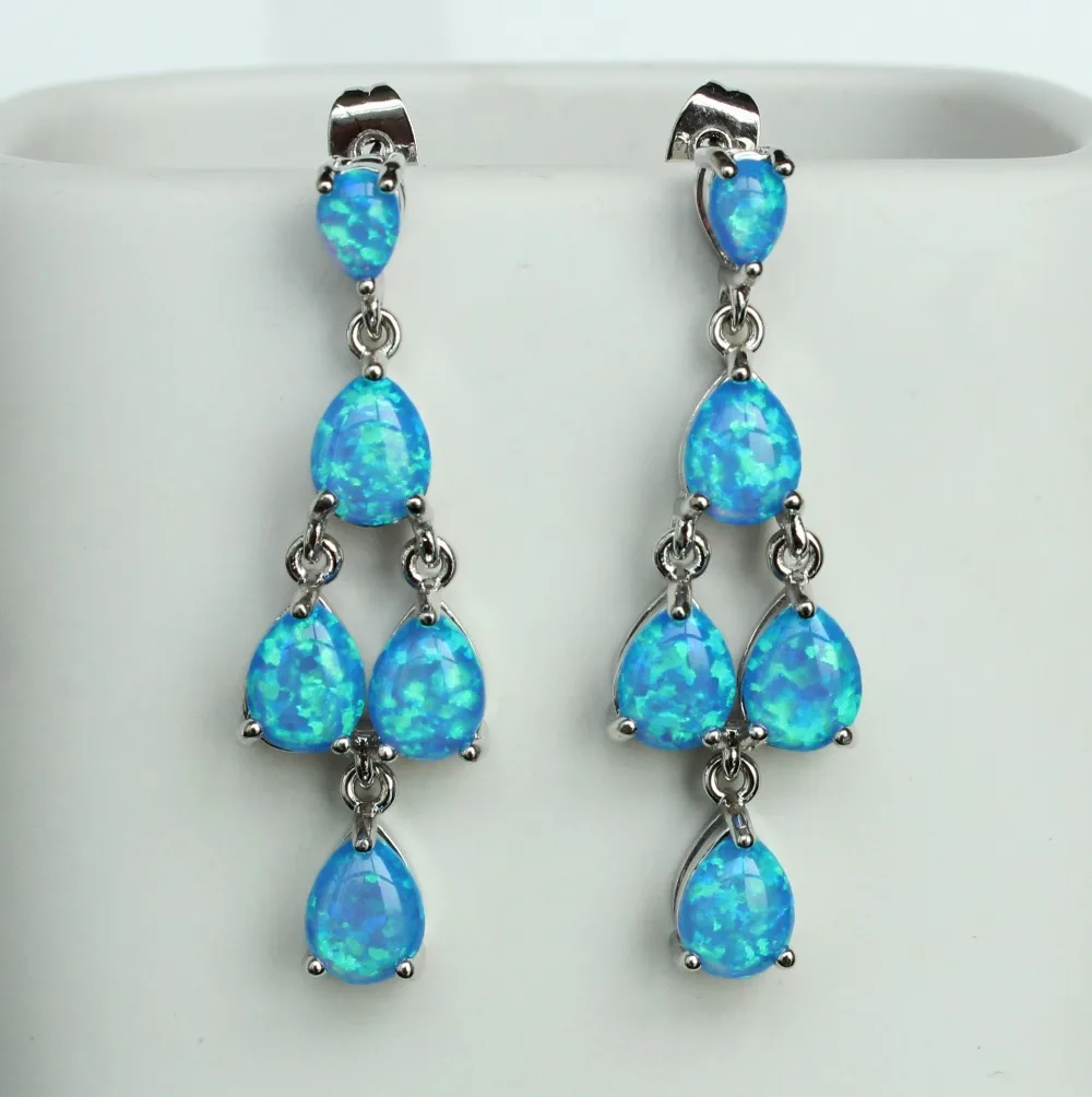 Изящные серьги капельки с синим и белым огненным опалом для женщин|opal ring white