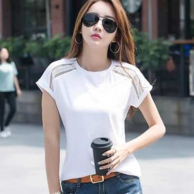 white t shirt Shintimes Camisetas Mujer Verano женские футболки из хлопка с коротким рукавом женские топы белая футболка Femme - Цвет: white t shirt