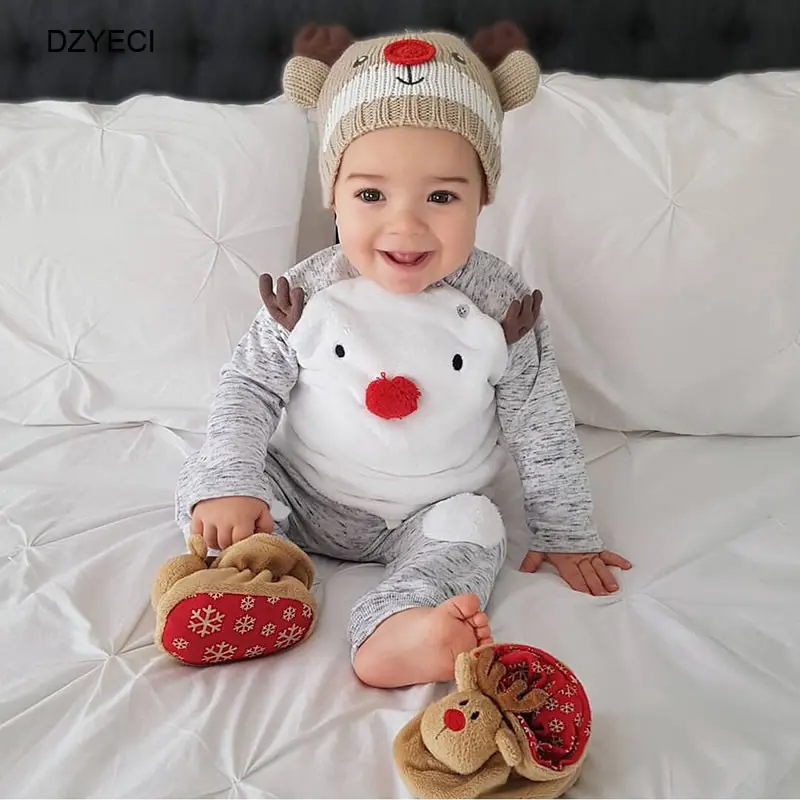 My First Christmas Costume For Baby Boy Girl Set New Born Deer T Shirt Top+Pant 2pc Outfit Vetement Enfant Garcon Niemowlak | Детская