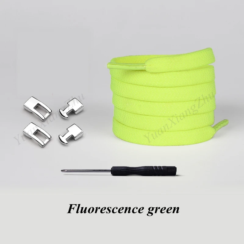 Fluorescence Green Новинка, 1 секундный Эластичный шнурок с перекрестной пряжкой, шнурки для детей и взрослых, унисекс, кроссовки, быстро не завязываются, шнурки для обуви, шнурки для ленивых шнурков - Цвет: Fluorescence Green
