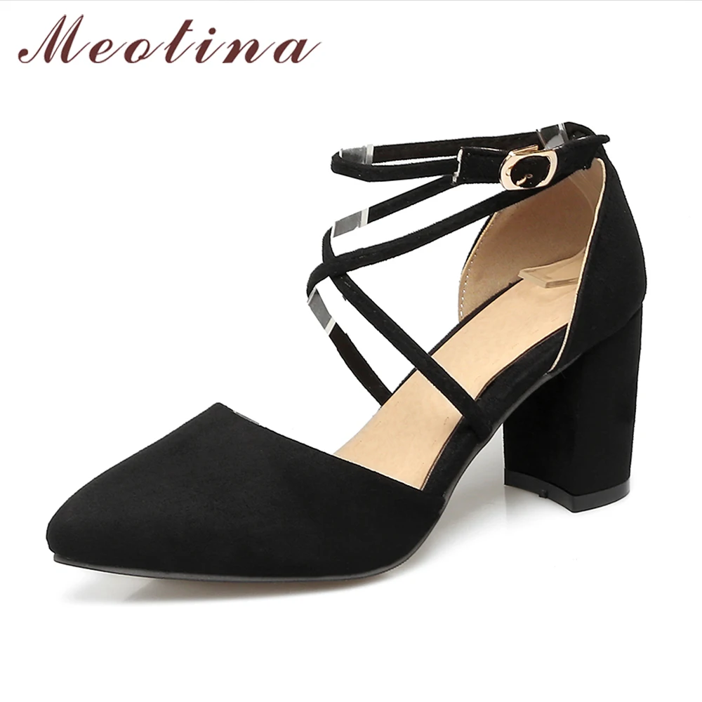 Женские туфли лодочки на толстом каблуке с острым носком размеры 34 43|women shoes pumps|shoes