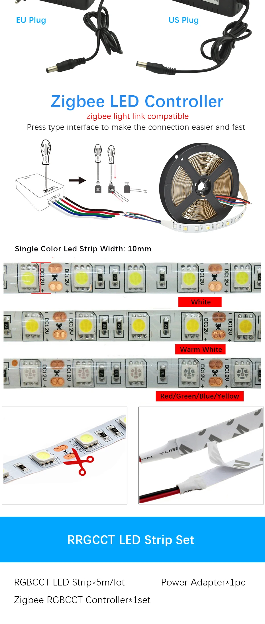Набор смарт-светодиодных лент zigbee Zll link, набор диммеров rgb+ cct, контроллер ZIGBEE для rgb RGB+ CCT, светильник для лент, работающий с alexa
