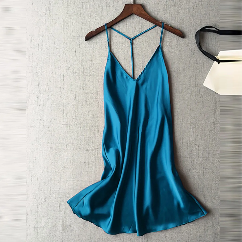 Dark Blue Сексуальный халат De Nuit Femme Домашняя одежда женское атласное нижнее белье Babydoll ночная рубашка Nuisette Femme De Nuit кружевные халаты - Цвет: Dark Blue