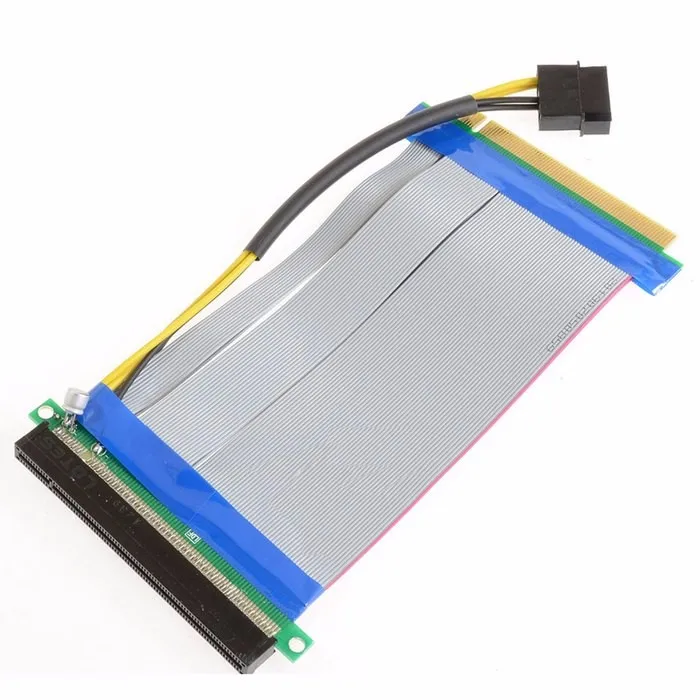 Riser PCI-E x16 pcie pci Express 16X to 16x Extender Card с Molex IDE адаптером питания и ленточным кабелем 20 см
