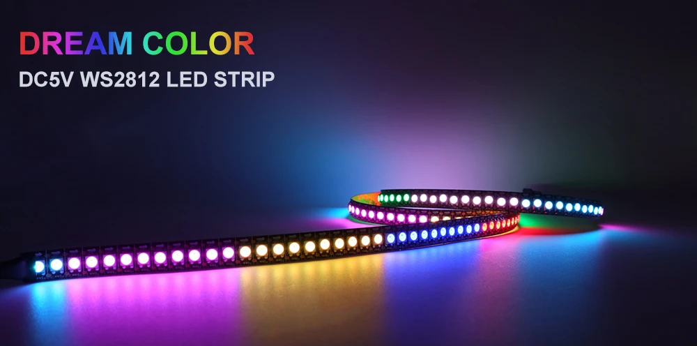 DC 5V WS2812B Светодиодные ленты 30/60/144 пикселей индивидуально адресуемых RGB Светодиодные ленты 5050 встроенный 2812 IC АДАПТЕР длиной 1 м/5 м IP20/IP65/IP67