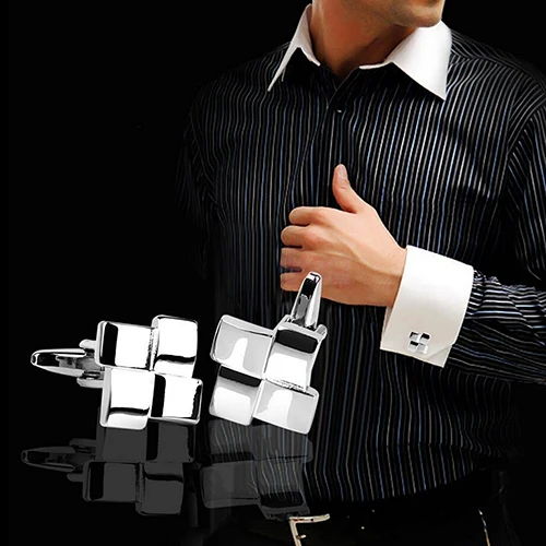 Bluelans мужские серебряные геометрические рубашки Запонки Свадебные украшения