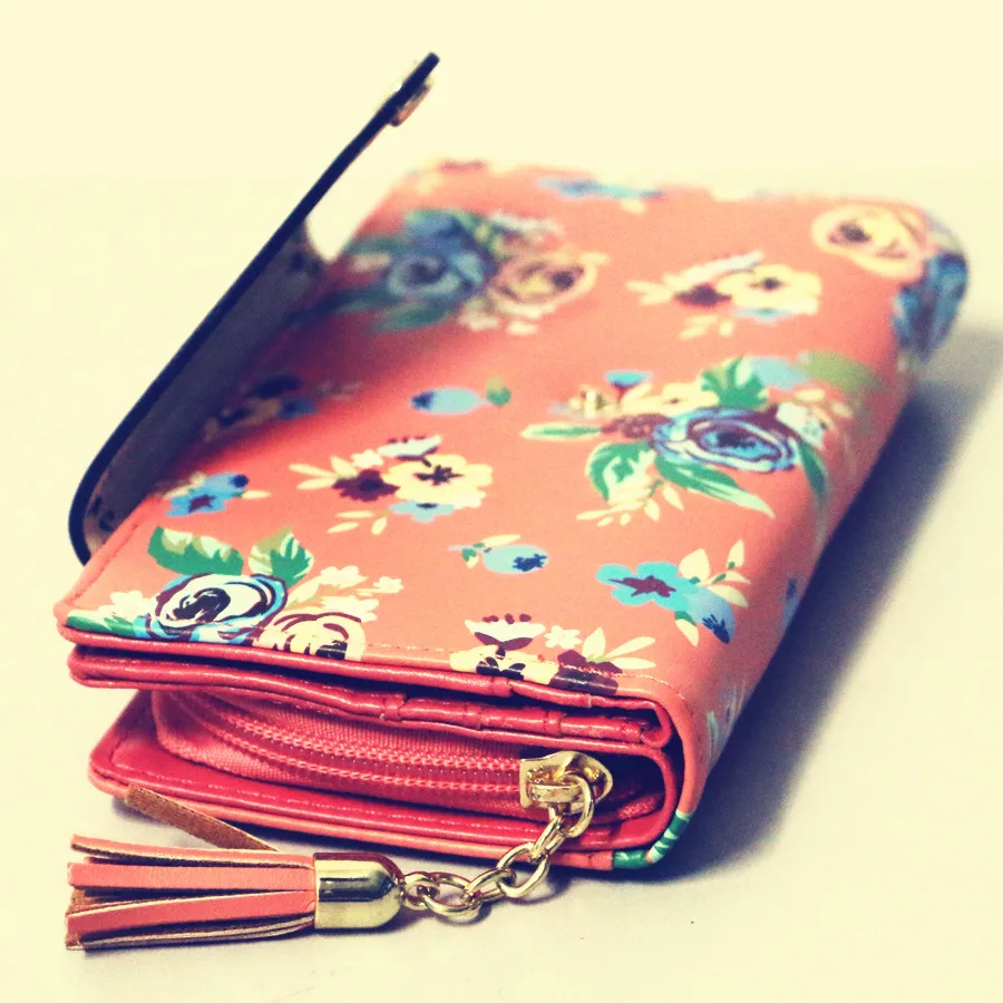 Functional Vintage PU Wallet Small Floral Printadorable Long Envelope Shaped Ladies Fashion Money Card Purse Casual Clutch | Багаж и сумки