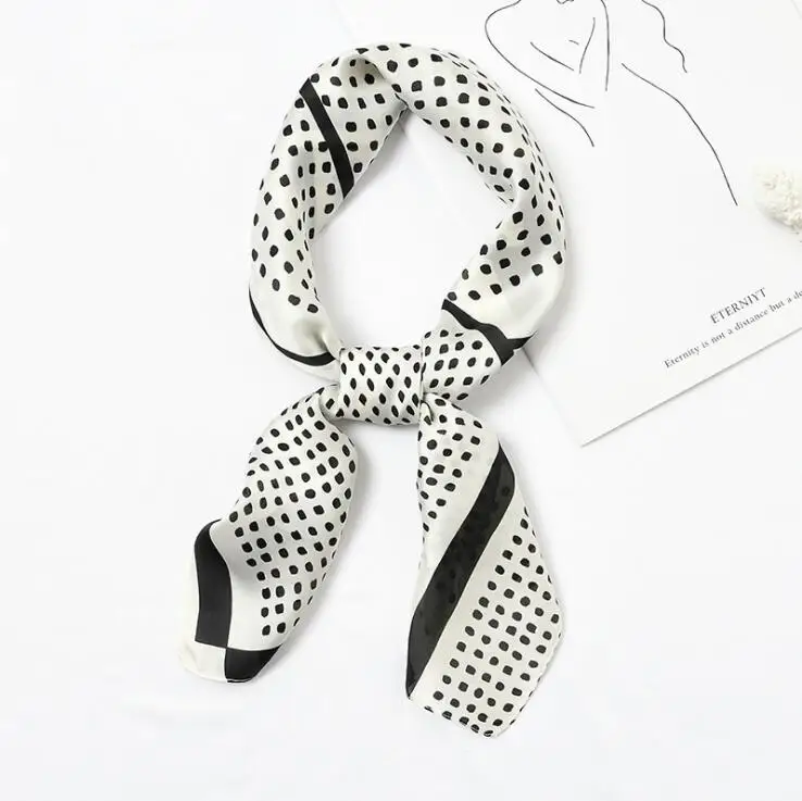 yishine New Arrival 70x70cm Women Elegant Dots Print Multifunctional Square Silky Scarf Stylish Spring Silk Satin Bandana 2019 |