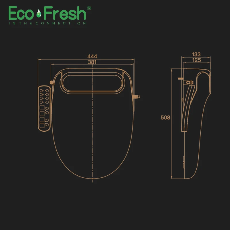 Ecofresh умное сиденье для унитаза электрическое с подогревом светодиодный