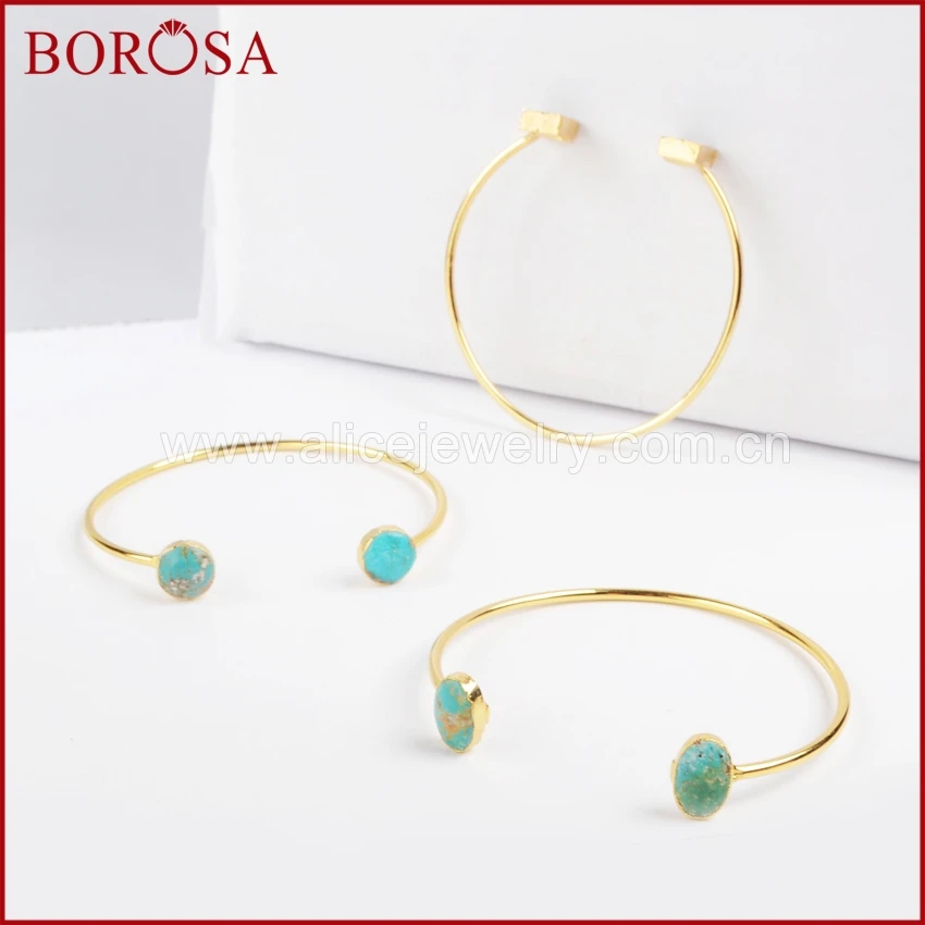 BOROSA 100% натуральный синий браслет на запястье с камнем Druzy ювелирные изделия