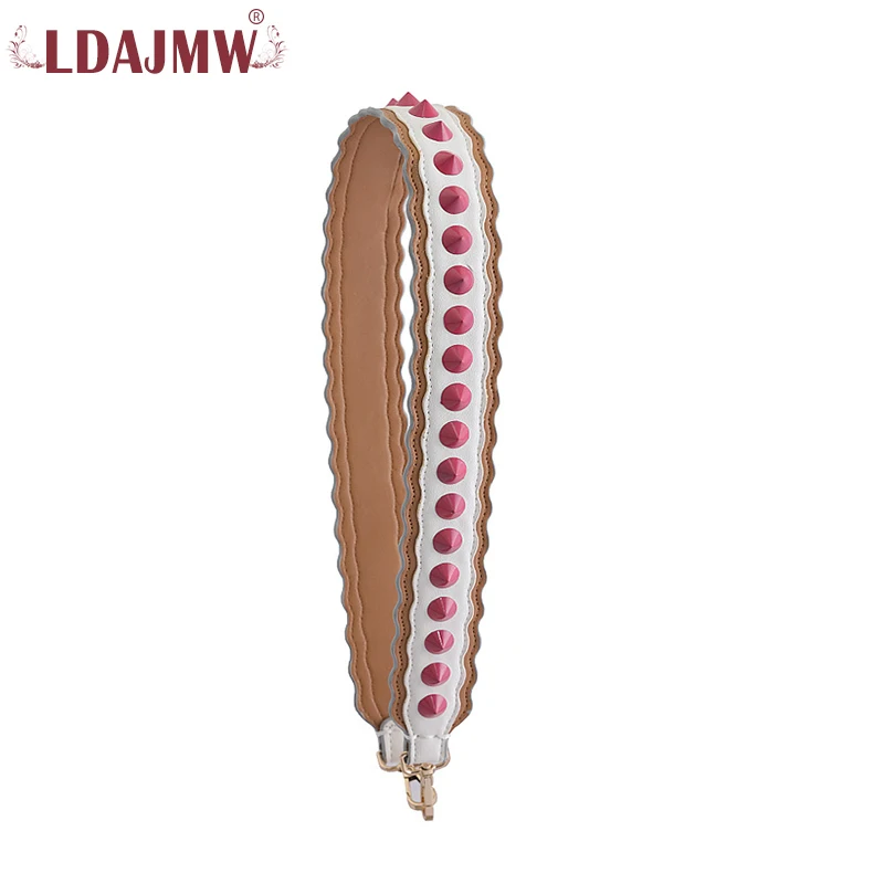 LDAJMW натуральная кожа с заклепками цветная женская сумка на ремне Высокое