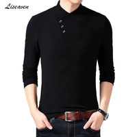 liseaven mens black t shirt long sleeve tshirts v neck t shirts male casual shirt spring summer autumn topstees