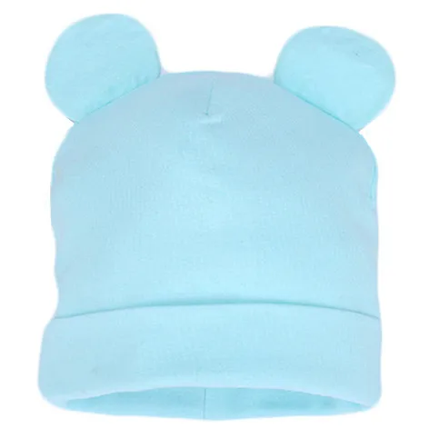 sky blue hat Новая весенне-осенняя хлопковая детская шапка с мягкими ушками для мальчиков и девочек набор из шапки и шарфа зимняя детская Милая шапочка Детские вязаные головные уборы наборы - Цвет: sky blue hat