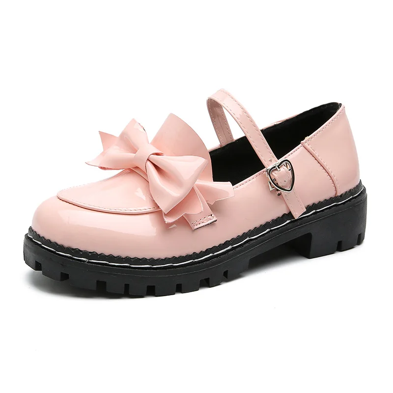 pink Туфли в стиле Лолиты; женская обувь на каблуке с бантом; обувь в стиле Лолиты для студенток; розовые туфли на высоком каблуке; женская обувь на низком каблуке; Милая обувь в стиле Лолиты - Цвет: pink