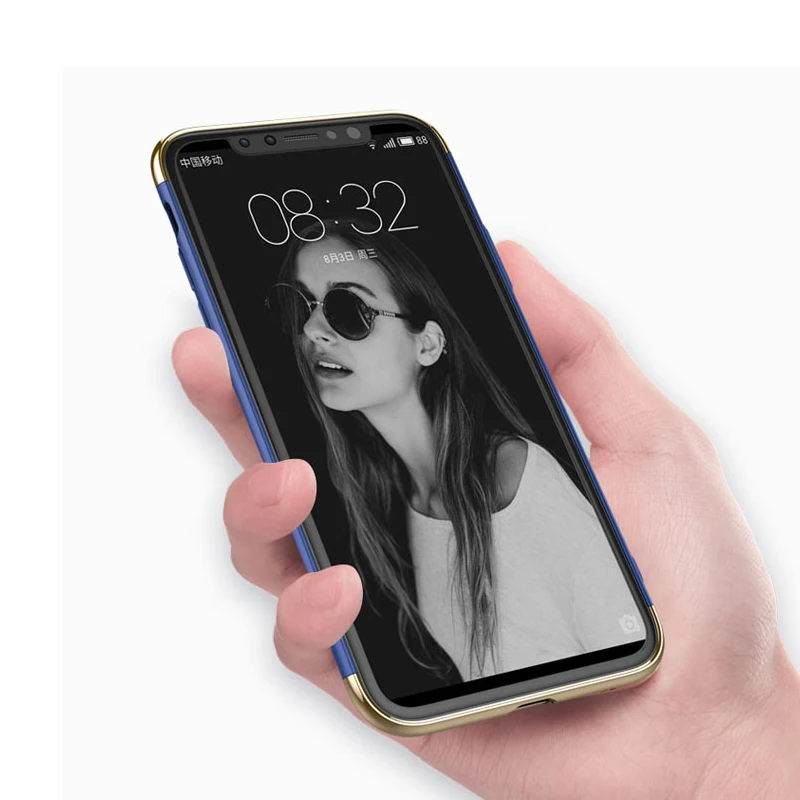3 в 1 чехол для телефона iPhone X XR XS Max задняя крышка Модный позолоченный жесткий