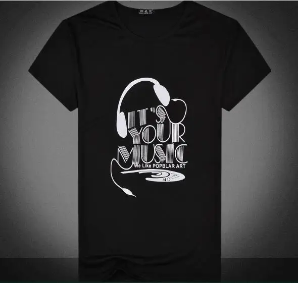 New short sleeve T-shirt for young men earphone casual printed doll men's wear cross-border express sale Мужская одежда