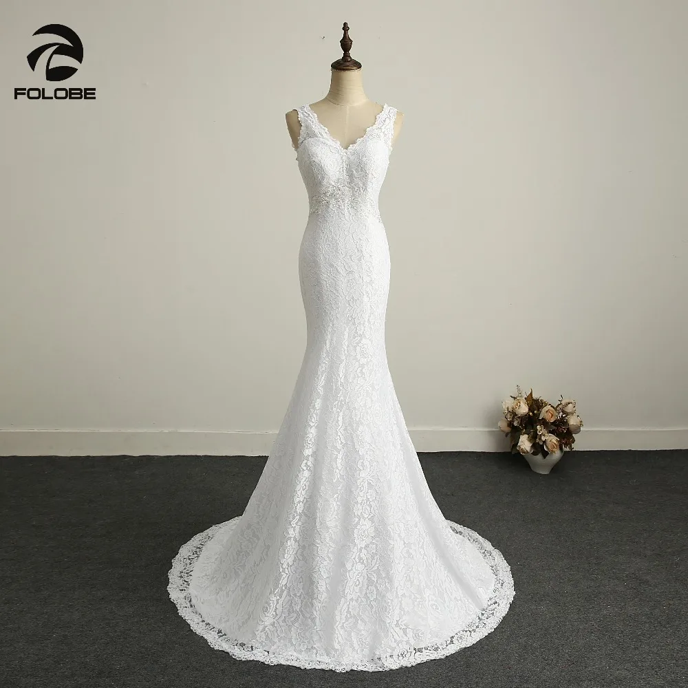 Elegant V-neck Beading Lace Vestidos De Boda Sequins Backless Mermaid Long Boho Wedding Dresses Robe Marriage Bridal Gowns | Свадьбы и