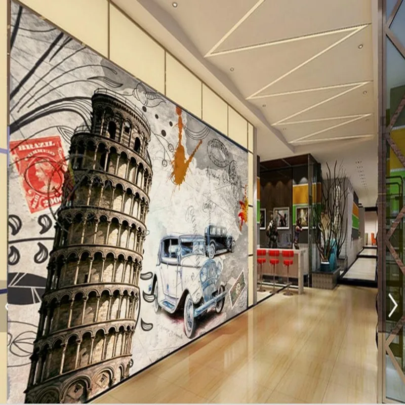 Большие пользовательские обои beibehang Европейская картина маслом Пиза наклонная