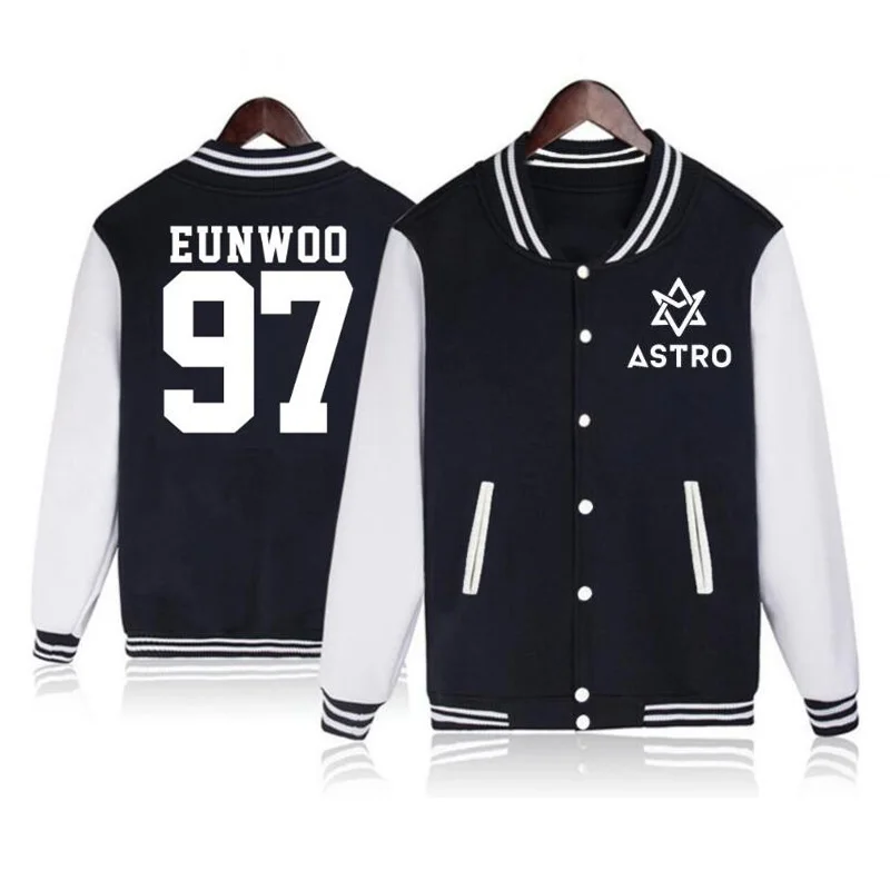 Vsenfo Kpop Astro Hoodie Women Men Sanha Mj Rocky Moonbie Eunwoo Jinjin Printed Sweatshirt Cotton Baseball Jacket Coat