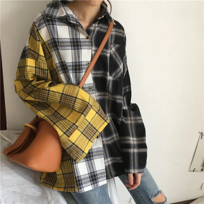 2017 fall new Women Blouse Long Sleeve plaid Casual female Shirt Tops Female ClothingYZX36 |