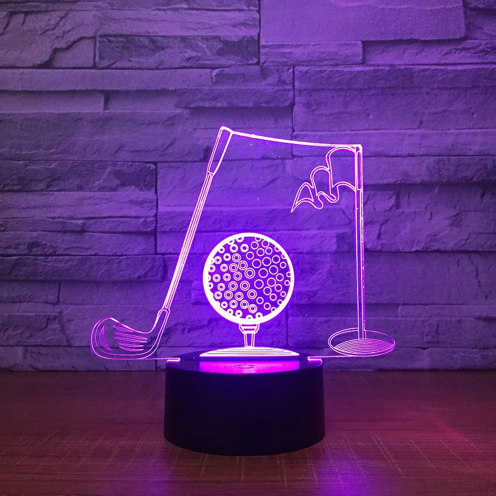 

Golf Sport 3D Night Light Touch Switch 7 Color Changing LED Table Lamp 3D Visual USB Night Lights Home Decor Gift for Dad
