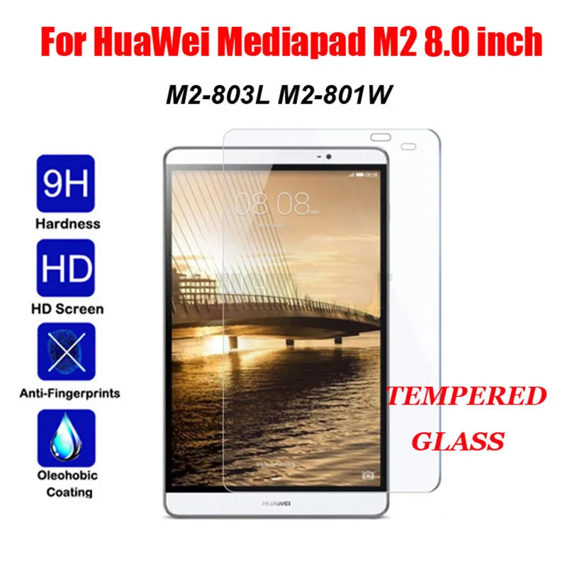 

9H Screen Protector For HuaWei Mediapad M2 8.0 Tempered Glass for HuaWei M2 M2-801L M2-801 M2-803L M2-802L Protective Film Guard