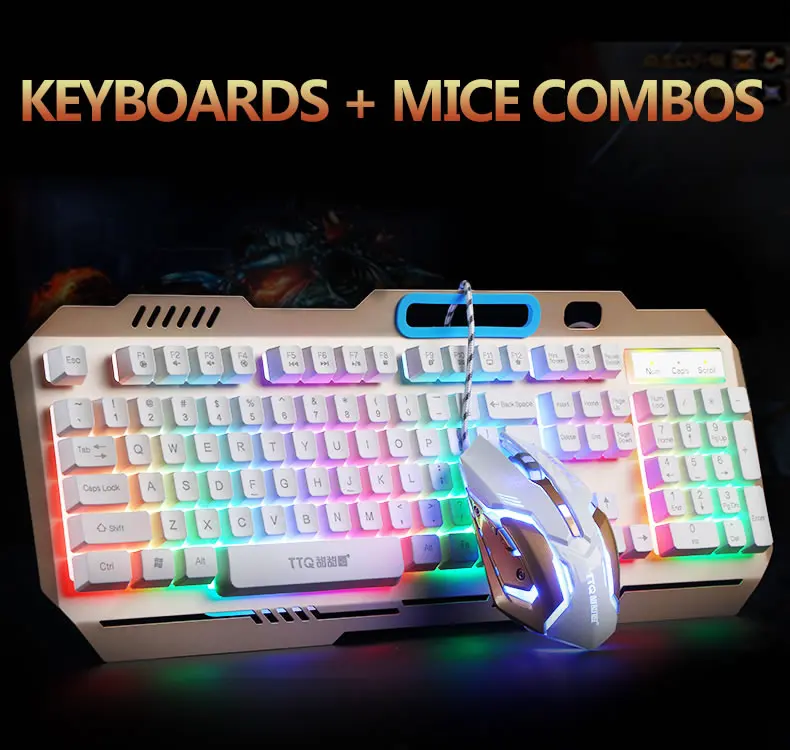 TTQ USB игровая клавиатура мышь геймер профессиональный набор Razer Led игровая мышь механическая клавиатура набор проводной 2000 точек/дюйм геймерский набор