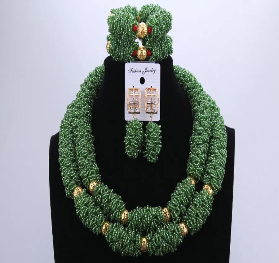 Gorgeous Christmas Costume African Beads Jewelry Set Nigerian Wedding Crystal Necklace Party Bride Jewellery Gift | Украшения и