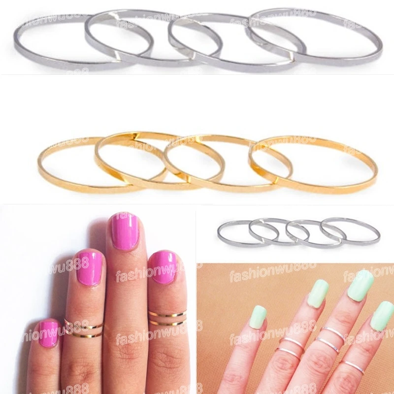 Fashion Urban Gold /Silver Plated stack Plain Cute Knuckle Ring Band Rings Free Shipping 5 Pcs/lot | Украшения и аксессуары