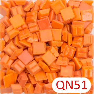 QN51 200 г/280 шт 10X10 мм 3/8 дюймов оранжевая Серия без точек кварцевая мозаика хобби, Мини Свободные кварцевые стеклянные детали, мозаика tessera - Цвет: QN51