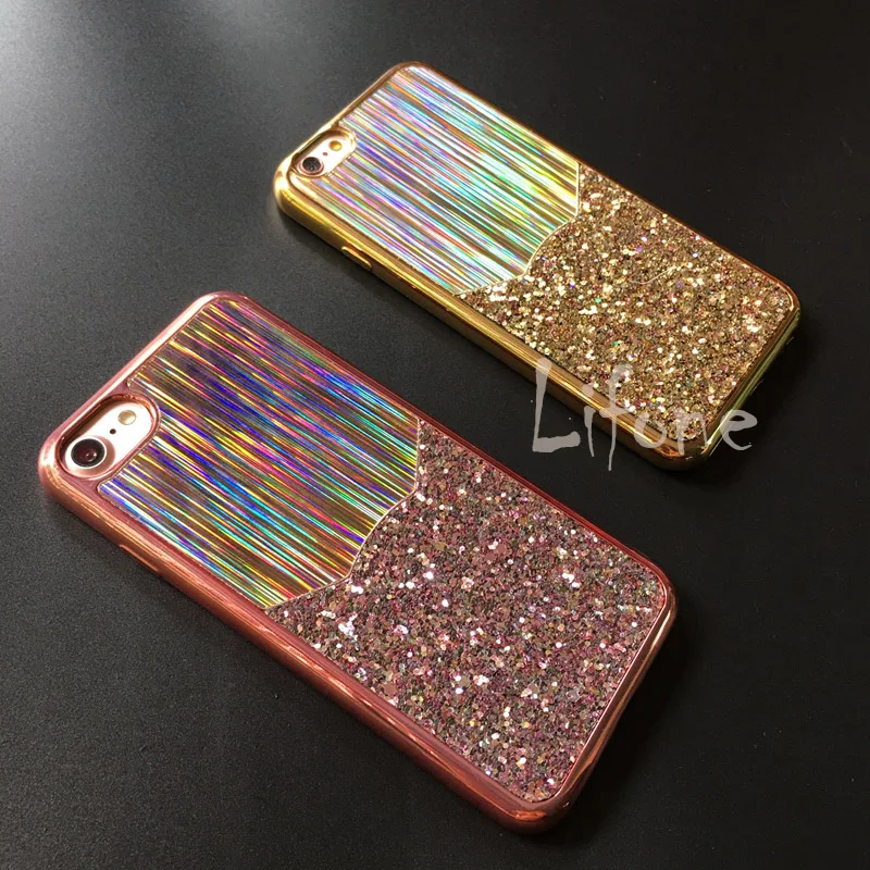 Kerzzil Shining Plating Laser Sequins Colorful Soft Case for iPhone 8 7 6 6S Plus Phone Silicone Cover Back |