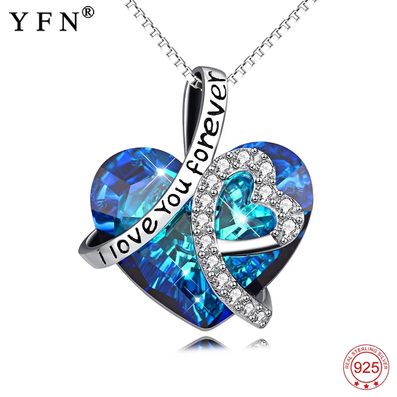 Ожерелье женское 925 пробы Серебряное ожерелье I Love You Forever CZ Кристальные Подвески ожерелье s лучший подарок для любимой мамы GNX13853
