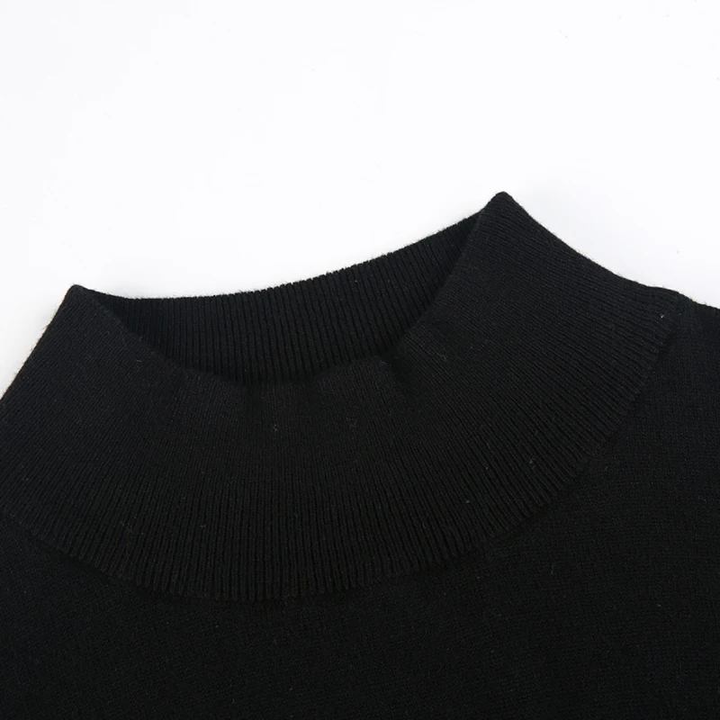 HDY Haoduoyi 2020 Fashion Sweater Women Casual Solid Black Full Sleeve Pullovers Brief Loose Turtleneck Autumn Female Sweaters | Женская